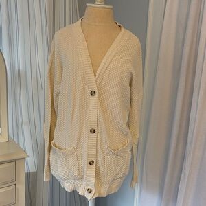 For The Republic Cream Button-Up Cardigan